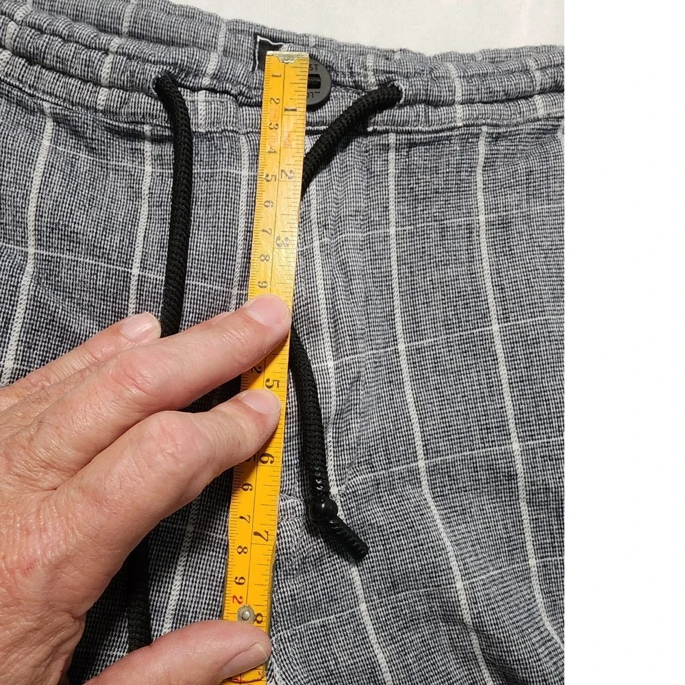 Lost Plaid Shorts Mens 34 Gray White Drawstring‎ Casual Summer